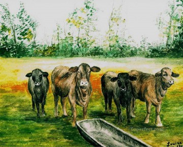 Cattle Cow Bull Painting - beefmaster cattle louise miller